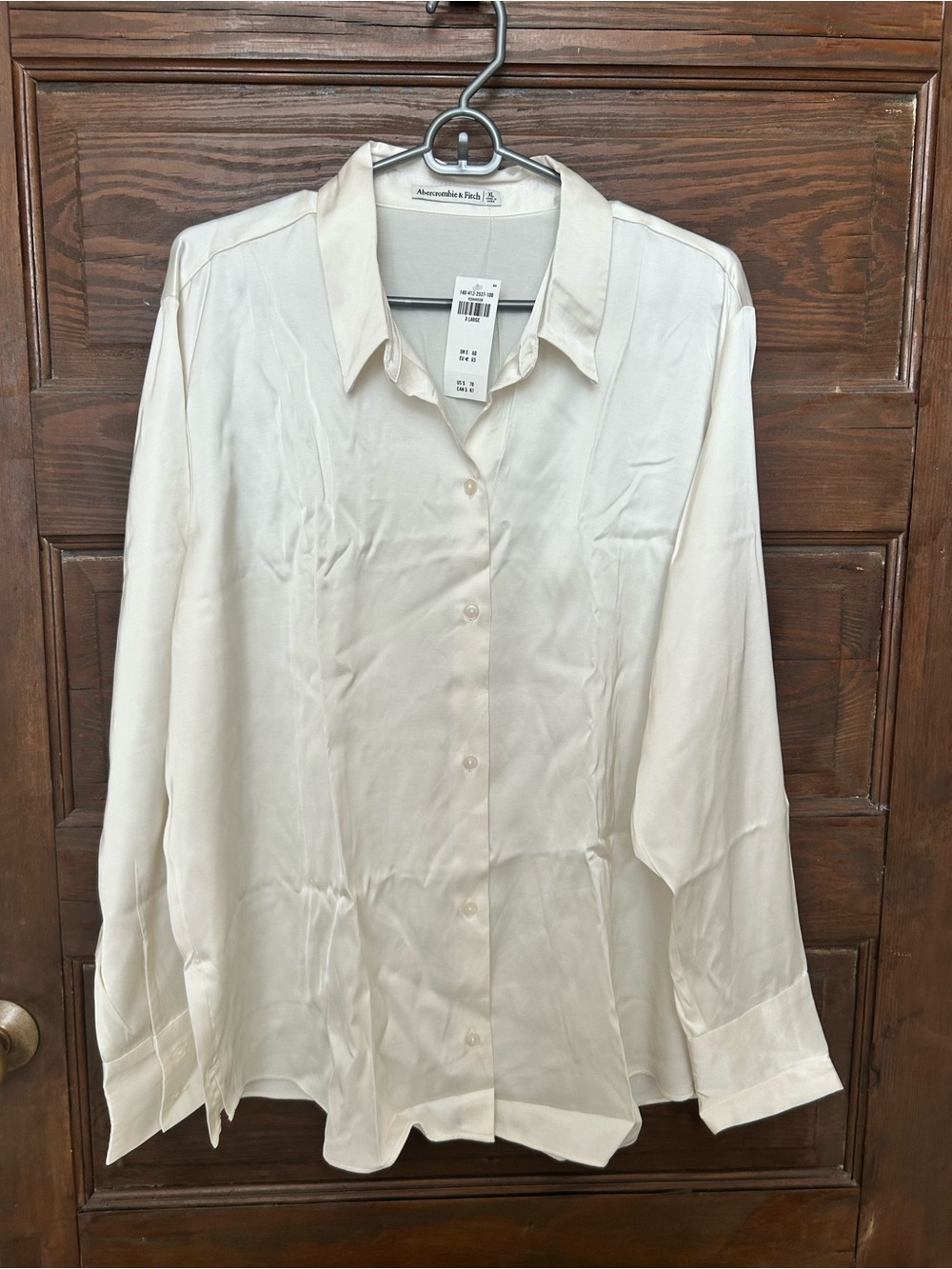 Abercrombie & Fitch Long-Sleeve Satin Button-Up Shirt